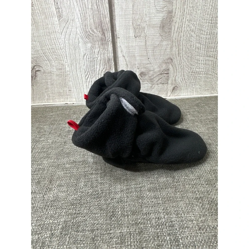 Fuzzy Black Fleece Front Feet Dog Booties Non Slip Grippers Adjustable Straps